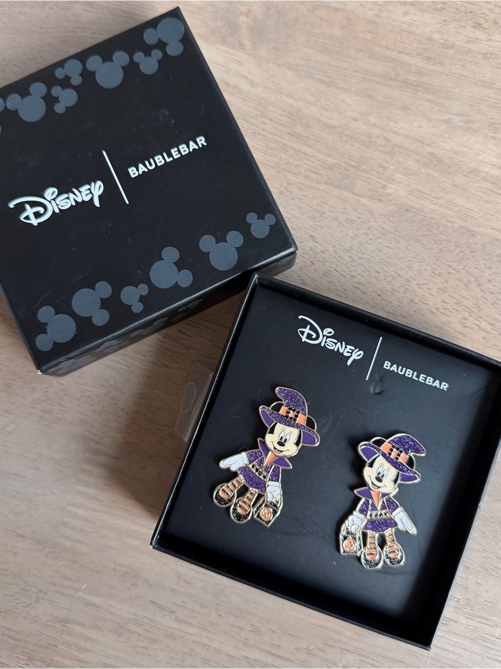 BaubleBar Purple Minnie Mouse Witch Earrings